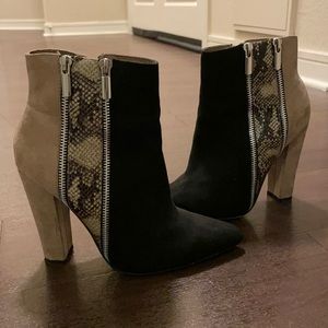Tan and black booties size 7